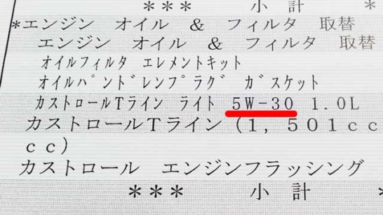 プリウスのエンジンオイルの明細