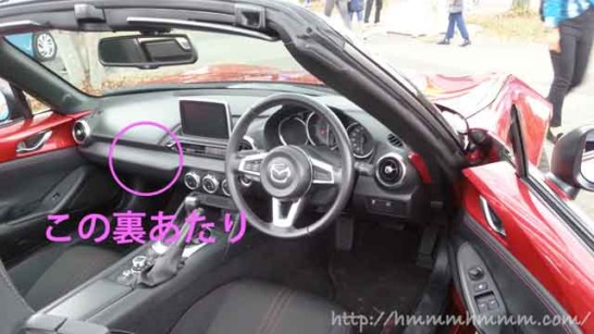 乗用車のグローブボックスの裏側